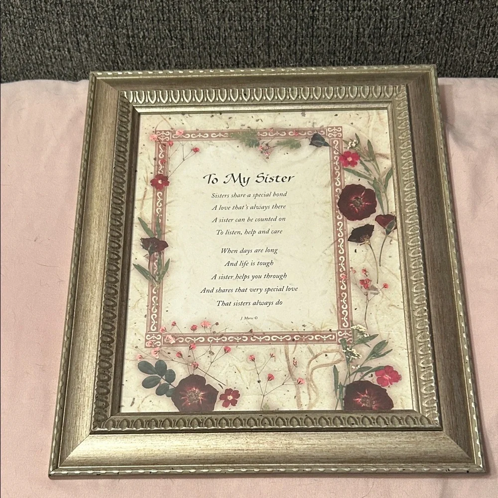 To My Sister Floral Print Picture Frame - Gold